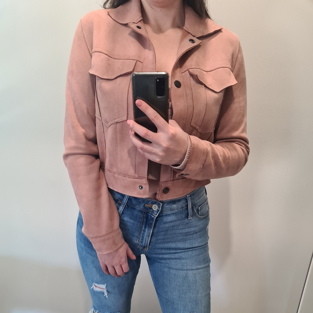 Stradivarius faux suede jacket pink